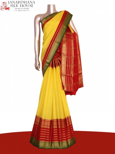 Pure Multi Contrast Mysore Crepe Silk Saree